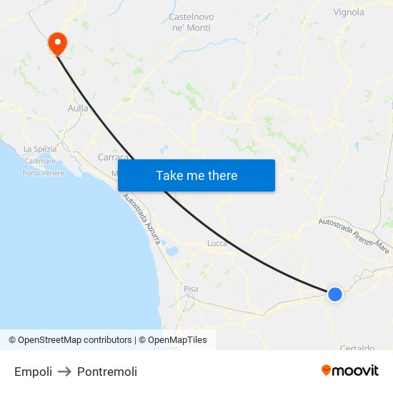 Empoli to Pontremoli map