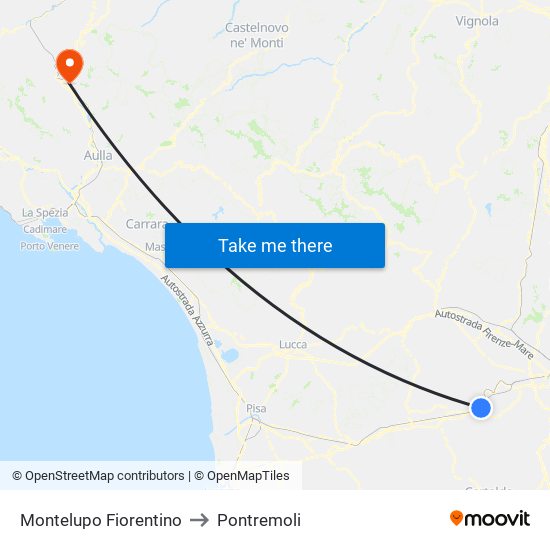 Montelupo Fiorentino to Pontremoli map
