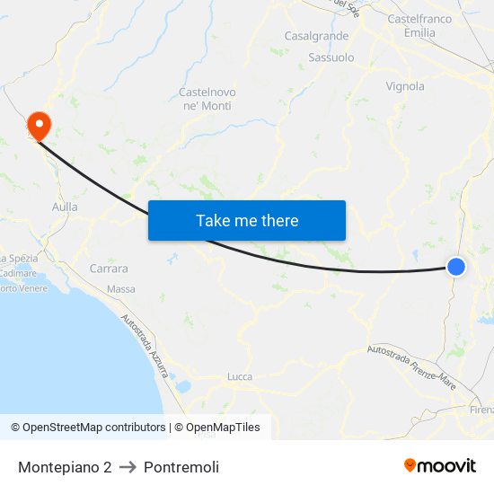 Montepiano 2 to Pontremoli map