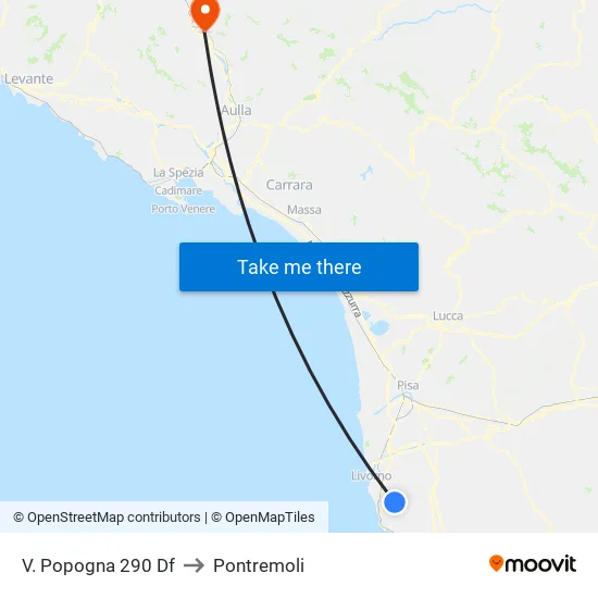 V. Popogna 290 Df to Pontremoli map
