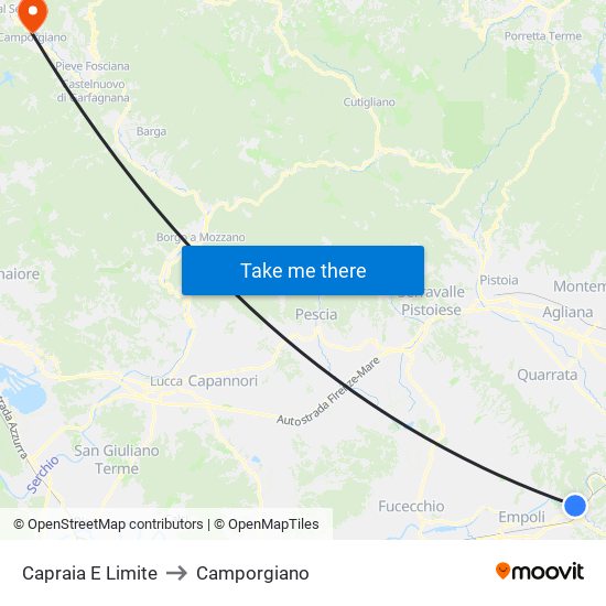 Capraia E Limite to Camporgiano map