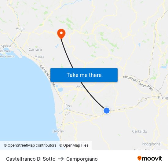 Castelfranco Di Sotto to Camporgiano map