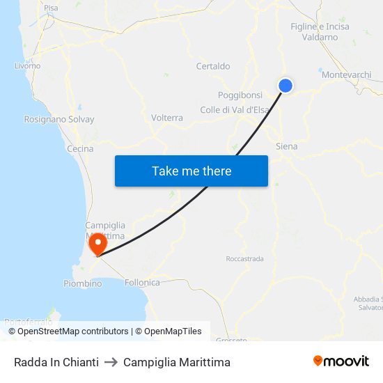 Radda In Chianti to Campiglia Marittima map