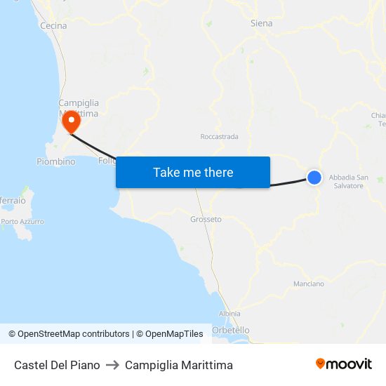 Castel Del Piano to Campiglia Marittima map
