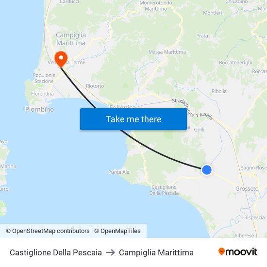 Castiglione Della Pescaia to Campiglia Marittima map