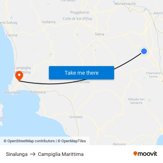 Sinalunga to Campiglia Marittima map