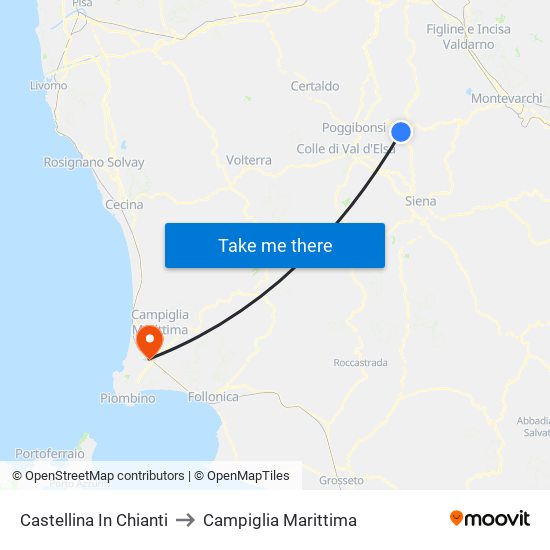 Castellina In Chianti to Campiglia Marittima map