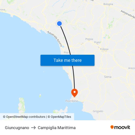 Giuncugnano to Campiglia Marittima map