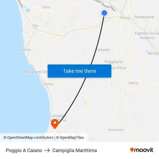 Poggio A Caiano to Campiglia Marittima map