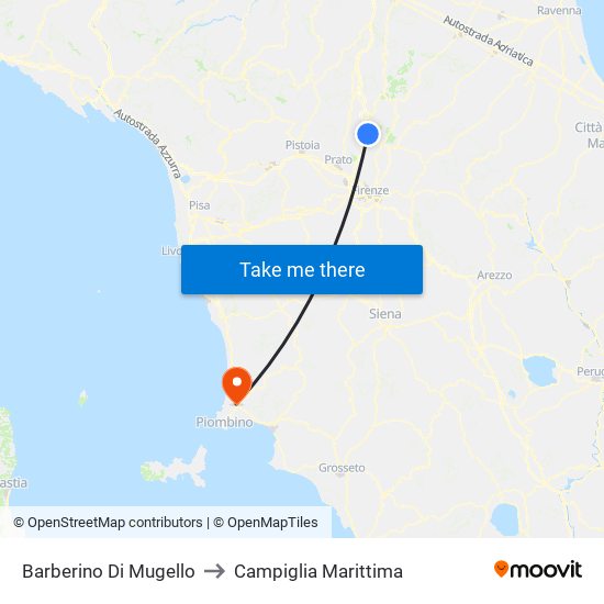 Barberino Di Mugello to Campiglia Marittima map