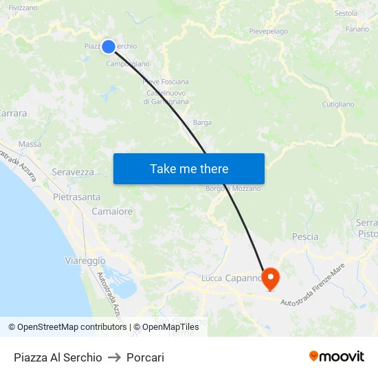 Piazza Al Serchio to Porcari map