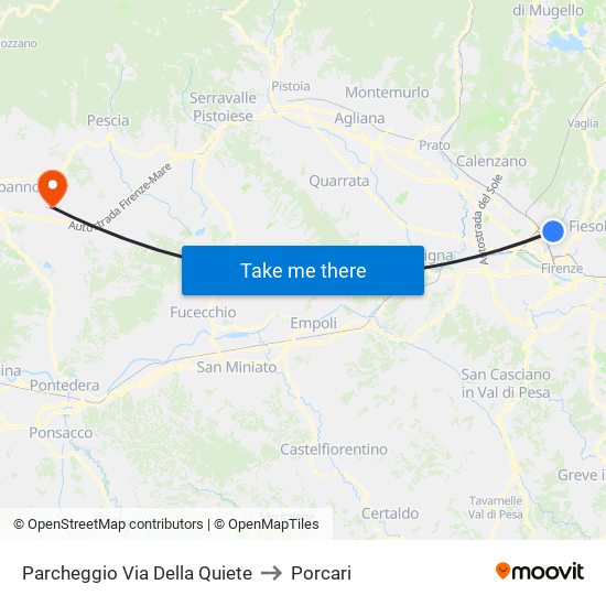 Parcheggio Via Della Quiete to Porcari map