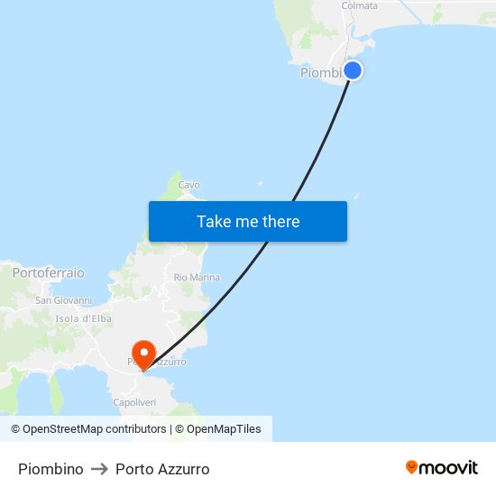 Piombino to Porto Azzurro map