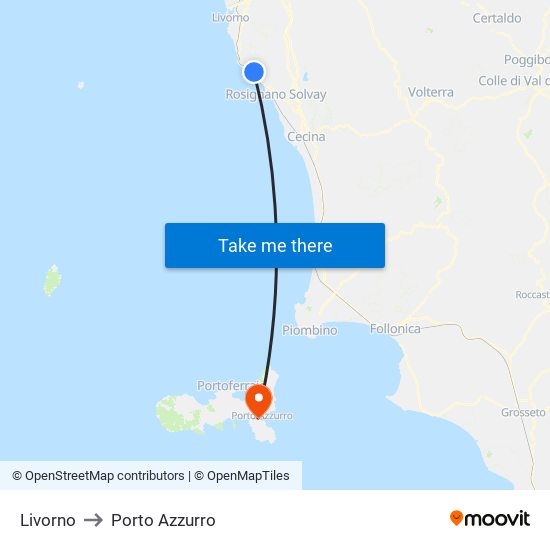 Livorno to Porto Azzurro map