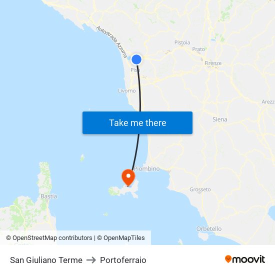 San Giuliano Terme to Portoferraio map