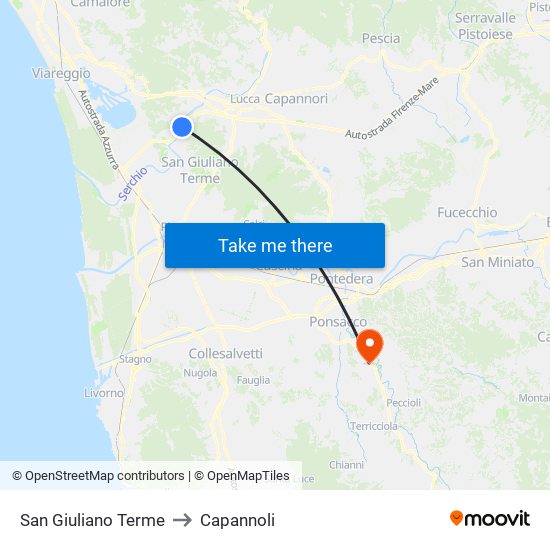 San Giuliano Terme to Capannoli map