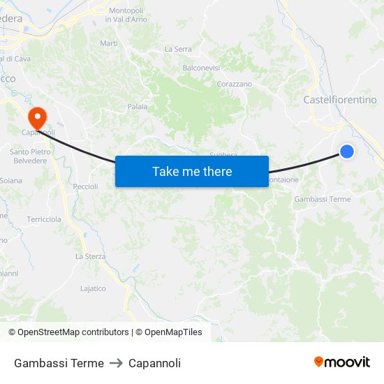 Gambassi Terme to Capannoli map