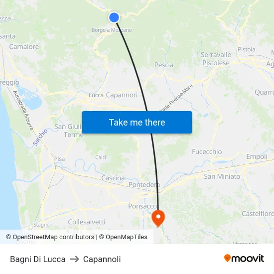 Bagni Di Lucca to Capannoli map