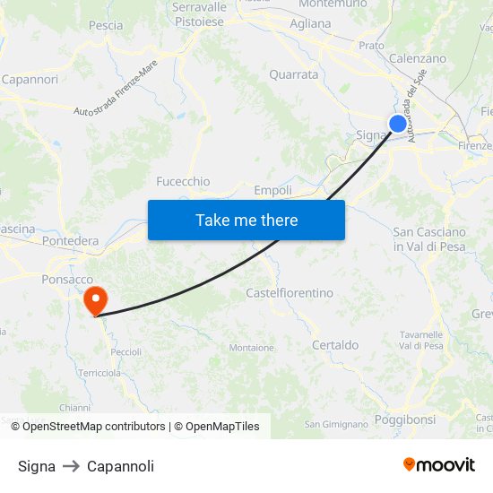 Signa to Capannoli map