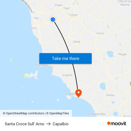 Santa Croce Sull' Arno to Capalbio map