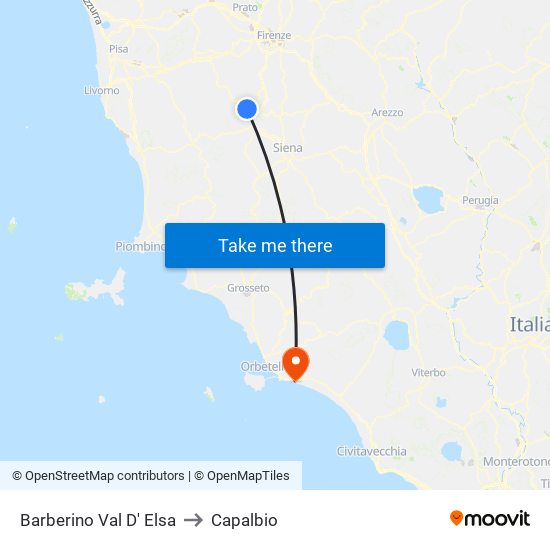 Barberino Val D' Elsa to Capalbio map