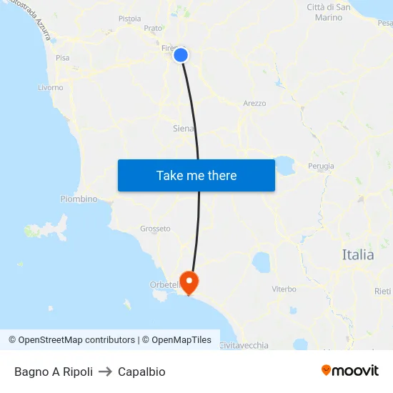 Bagno A Ripoli to Capalbio map