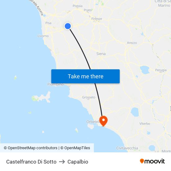 Castelfranco Di Sotto to Capalbio map