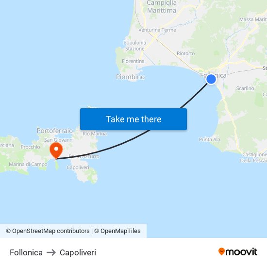 Follonica to Capoliveri map