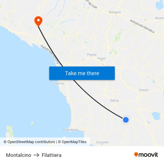 Montalcino to Filattiera map