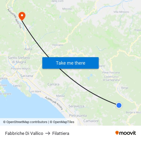 Fabbriche Di Vallico to Filattiera map