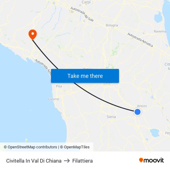 Civitella In Val Di Chiana to Filattiera map