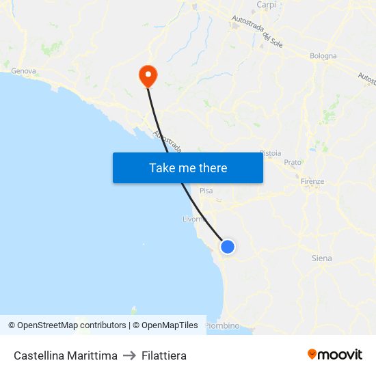 Castellina Marittima to Filattiera map