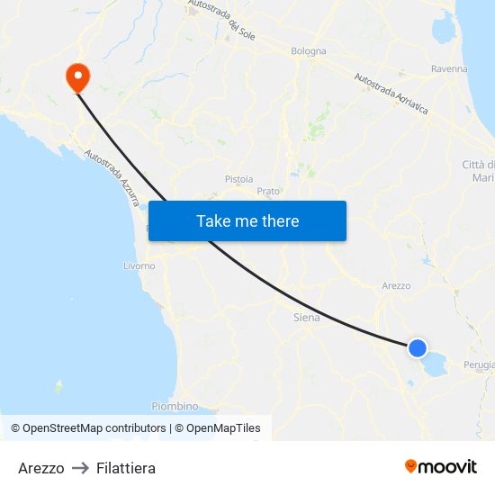 Arezzo to Filattiera map
