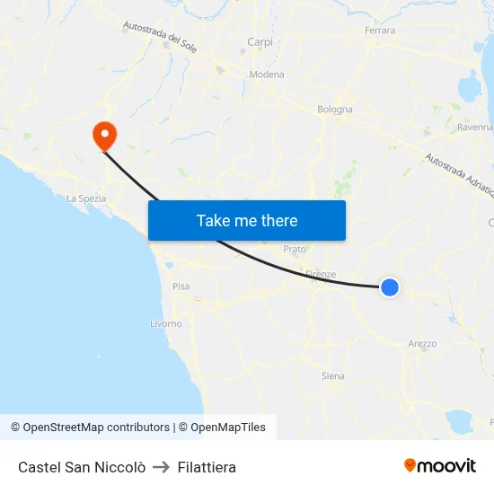 Castel San Niccolò to Filattiera map