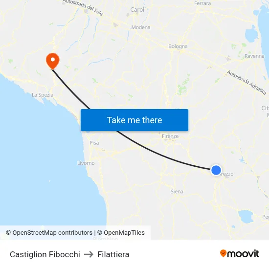 Castiglion Fibocchi to Filattiera map