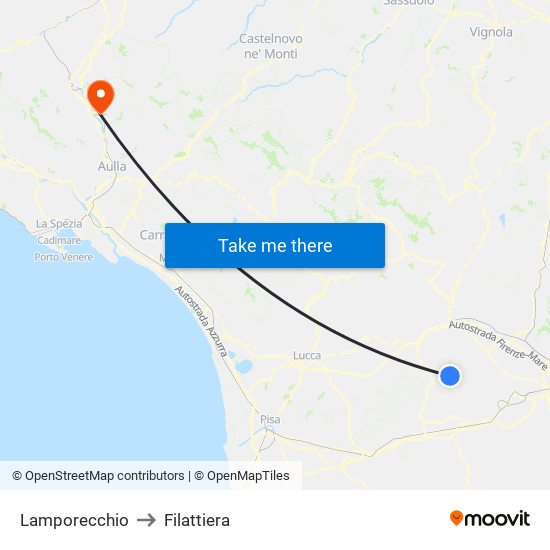 Lamporecchio to Filattiera map