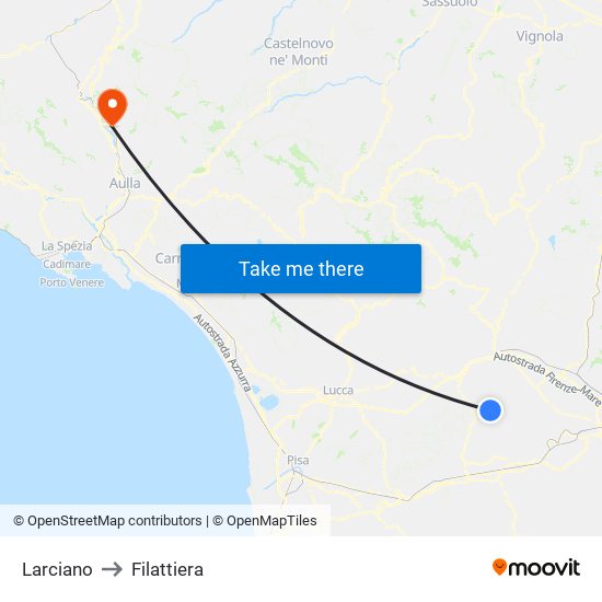 Larciano to Filattiera map