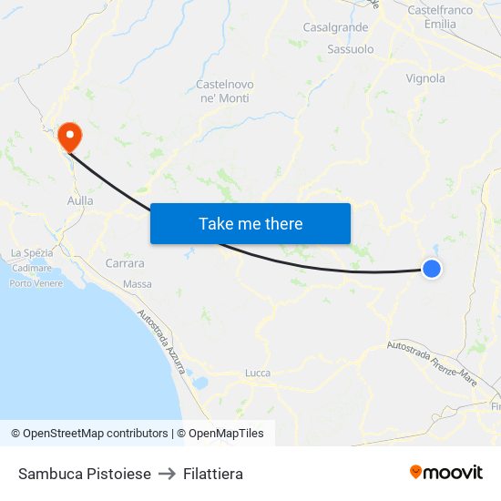 Sambuca Pistoiese to Filattiera map