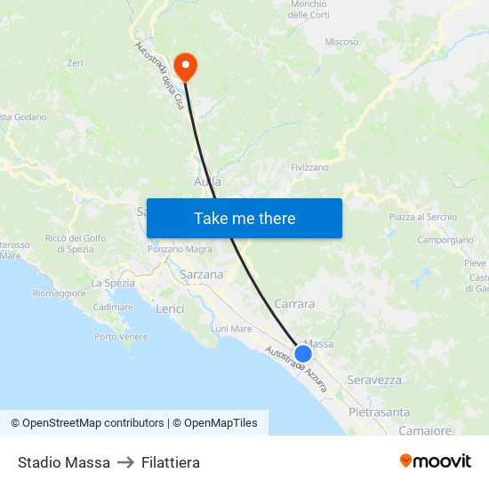 Stadio Massa to Filattiera map