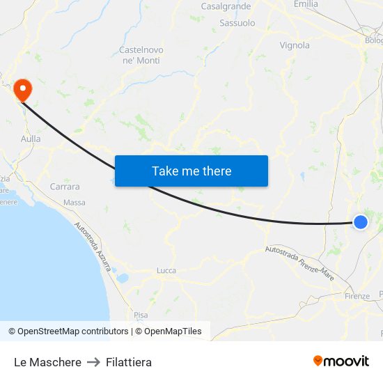 Le Maschere to Filattiera map