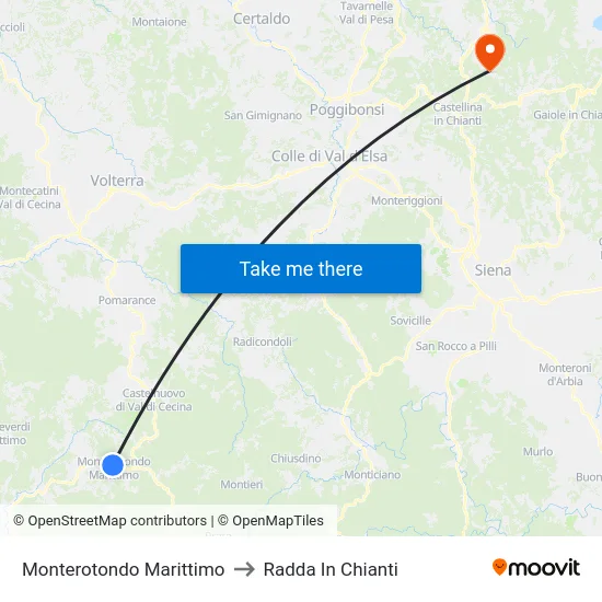 Monterotondo Marittimo to Radda In Chianti map
