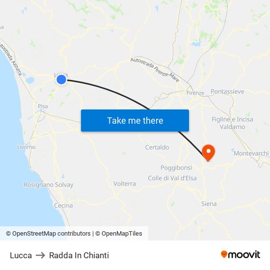 Lucca to Radda In Chianti map