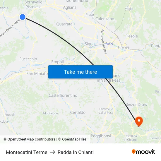 Montecatini Terme to Radda In Chianti map