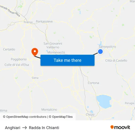 Anghiari to Radda In Chianti map