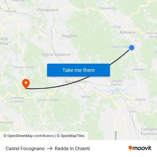 Castel Focognano to Radda In Chianti map