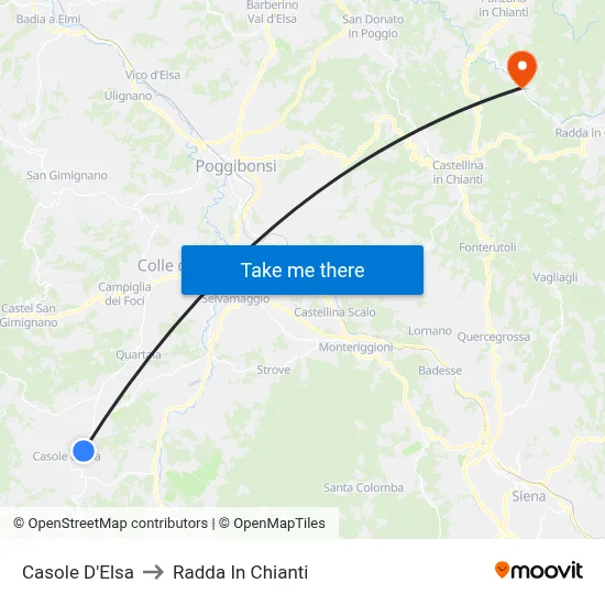 Casole D'Elsa to Radda In Chianti map