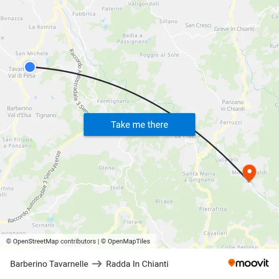 Barberino Tavarnelle to Radda In Chianti map