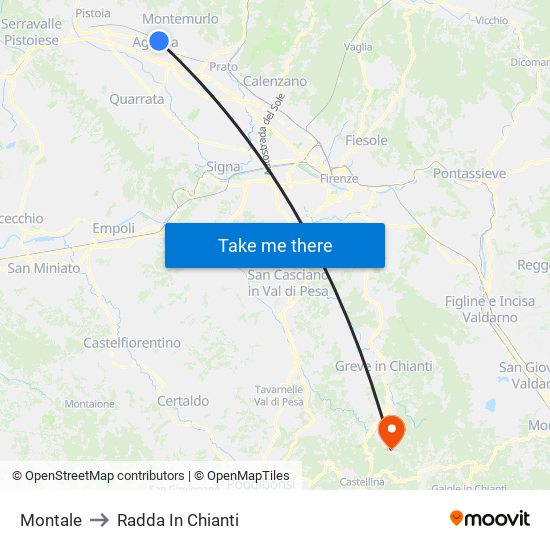 Montale to Radda In Chianti map