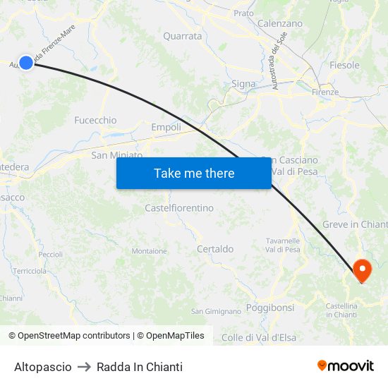 Altopascio to Radda In Chianti map