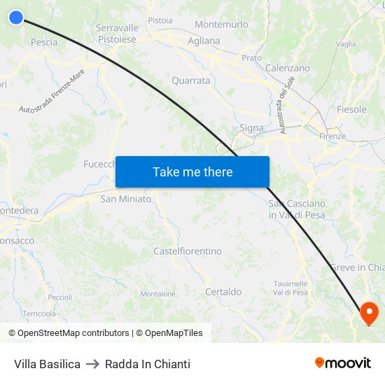 Villa Basilica to Radda In Chianti map